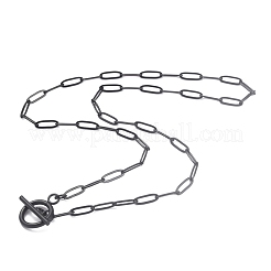 304 Stainless Steel Paperclip Chain Necklaces&nbsp;NJEW-O124-02EB