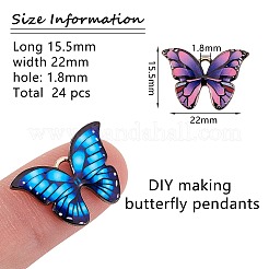 24Pcs 6 Colors Printed Alloy Pendants&nbsp;ENAM-SZ0002-13