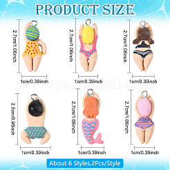 12Pcs 6 Styles Plastic Pendants&nbsp;KY-YW0002-21