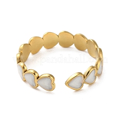 Real 18K Gold Plated 304 Stainless Steel Enamel Cuff Rings&nbsp;RJEW-M171-14G-01