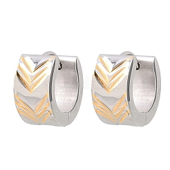 Two Tone 304 Stainless Steel Stripe Hoop Earrings&nbsp;EJEW-L307-04GP-02