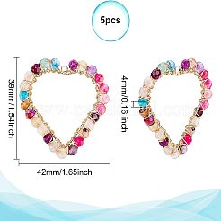 5Pcs Heart Natural Faceted Agate Pendants&nbsp;FIND-FG0001-56