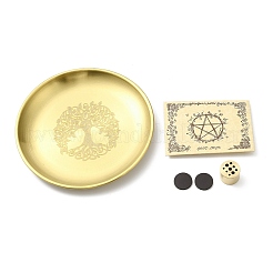 Tree of Life Pattern Flat Round 201 Stainless Steel Candle Holders&nbsp;AJEW-K038-01G