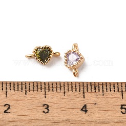 Brass Pave Glass Connector Charms&nbsp;KK-C062-008G