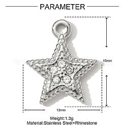304 Stainless Steel Rhinestone Charms&nbsp;STAS-OY001-22P