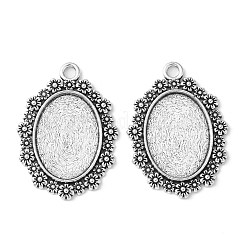 Vintage Tibetan Style Alloy Flower Pendant Cabochon Bezel Settings&nbsp;X-TIBEP-O006-03AS