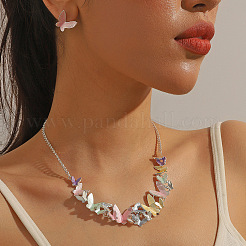 Butterfly Alloy Enamel  Necklace and Earrings Sets for Women&nbsp;FS-WGFD103-02