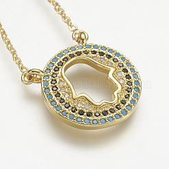Brass Micro Pave Cubic Zirconia Pendant Necklaces&nbsp;NJEW-J051-25G