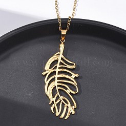 304 Stainless Steel Leaf Pendant Necklaces&nbsp;NJEW-H059-29A-G