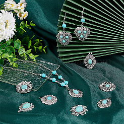 24Pcs 12 Styles Synthetic Turquoise Pendants&nbsp;PALLOY-PH0002-19