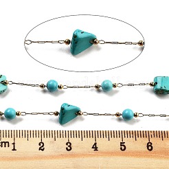 Handmade Nuggets Synthetic Turquoise Beaded Chains&nbsp;CHS-P019-06G-B