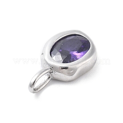 925 Sterling Silver Cubic Zirconia Oval Charms&nbsp;STER-S006-01S-B