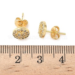 Round Brass Micro Pave Clear Cubic Zirconia Stud Earrings&nbsp;EJEW-Z144-14G