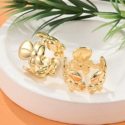 Flower Brass Cuff Rings for Women&nbsp;RJEW-B119-14G-01