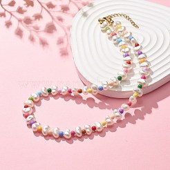 ABS Plastic Pearl Beaded Necklace with Acrylic Beads for Women&nbsp;NJEW-JN03881