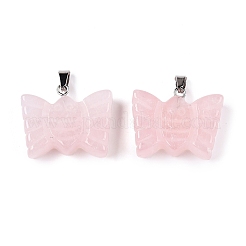 Natural Rose Quartz Carved Butterfly Pendants&nbsp;G-N342-01F