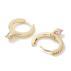 Brass Pave Cubic Zirconia Heart Hoop Earrings for Women&nbsp;EJEW-L269-131G