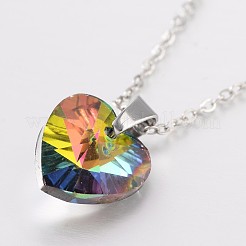 Heart Electroplated Glass Pendant Necklaces&nbsp;NJEW-JN01390