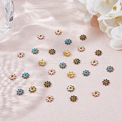 100Pcs Multi-Petal Alloy Enamel Bead Caps&nbsp;FIND-HY0001-07