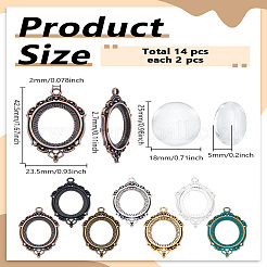 14Pcs 7 Colors Alloy Pendant Cabochon Settings&nbsp;FIND-LP0002-46
