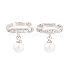 Round Brass Micro Pave Clear Cubic Zirconia Cuff Earrings&nbsp;EJEW-Z164-02P