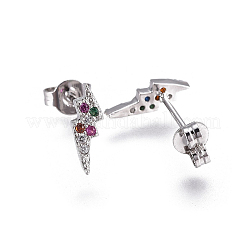 Brass Micro Pave Cubic Zirconia Flash Crawler Stud Earrings&nbsp;EJEW-F201-03P