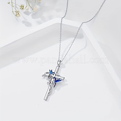 Cross with Bird Alloy Enamel Pendant Necklaces & Dangle Earrings Sets&nbsp;FS-WG79AEB-02