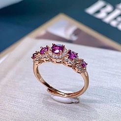 Flat Round Natural Garnet Finger Rings&nbsp;FS-WG33969-01
