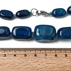 Dyed Natural Agate Cuboid Graduated Beaded Necklaces with Alloy Clasps&nbsp;NJEW-C113-01H