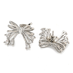 Bowknot Brass Micro Pave Cubic Zirconia Stud Earrings for Women&nbsp;EJEW-P275-05P