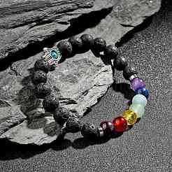 Chakra Jewelry Natural Lava Rock Bead Stretch Bracelets&nbsp;BJEW-JB02272