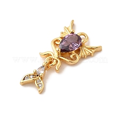 Brass Micro Pave Cubic Zirconia Pendants&nbsp;KK-P340-12G-01