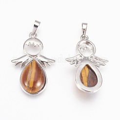 Natural Tiger Eye Pendants&nbsp;G-P378-E03