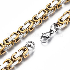 Ion Plating(IP) Two Tone 201 Stainless Steel Byzantine Chain Bracelets&nbsp;BJEW-S057-91