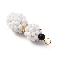 Christmas Glass Seed Beads Snowman Pendants&nbsp;PALLOY-MZ00789-01