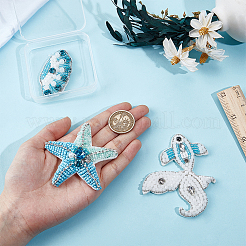 3Pcs 3 Styles Ocean Polyester and Plastic Beading Applqiues&nbsp;PATC-GF0001-91