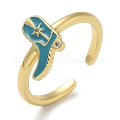 Rack Plating Brass Micro Pave Cubic Zirconia Open Cuff Rings for Women&nbsp;KK-K392-59G-01