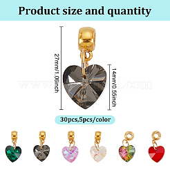 30Pcs 6 Color Glass Pendant&nbsp;PALLOY-GO00009