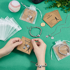 Alloy CCB Plastic Bead Baseball Link Bracelets&nbsp;HJEW-PH02411