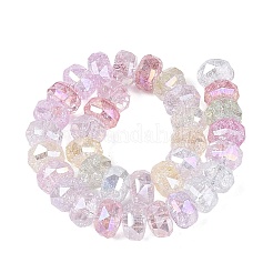 Electroplate Transparent Crackle Glass Beads Strands&nbsp;EGLA-Q135-01A-B01