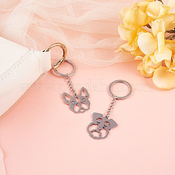2Pcs 2 Styles 201 Stainless Steel Keychains&nbsp;KEYC-TAD0001-15C