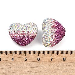 Gradient Color Heart Shaped Polymer Clay Rhinestone Beads&nbsp;CLAY-NH0002-03F