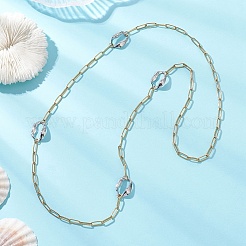 304 Stainless Steel Irregular Oval Link Paperclip Chain Necklaces&nbsp;NJEW-JN05723-01