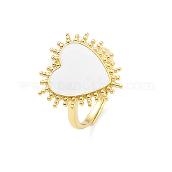 Adjustable Enamel Heart Signet Ring&nbsp;RJEW-K240-01G