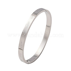 Engraved 304 Stainless Steel Hinged Bangles for Women&nbsp;BJEW-K307-01P