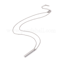 304 Stainless Steel Rectangle Pendant Necklace for Men Women Ion Plating(IP)&nbsp;NJEW-P262-16