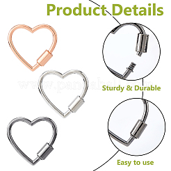 9Pcs 3 Colors Alloy Heart-shaped Locking Carabiner Clasps&nbsp;FIND-DC0005-45