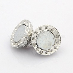 Round Platinum Plated Alloy Enamel Magnetic Clasps with Loops&nbsp;ENAM-P110-M