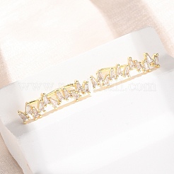 Brass Pave Cubic Zirconia Stud Crawler Earrings&nbsp;KK-CBAA351-06G
