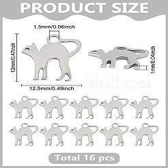16Pcs 304 Stainless Steel Kitten Charms&nbsp;STAS-LP0003-41